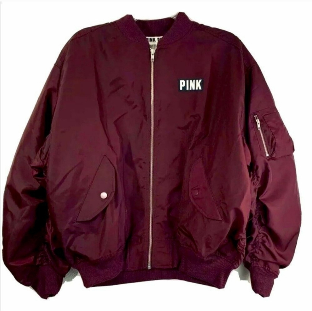 Victoria's Secret Pink Flight BomberJacket Maroon Street Sport Size S